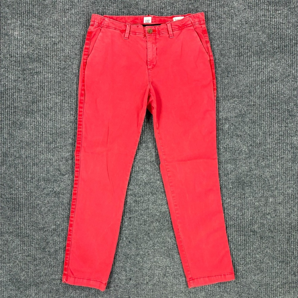 GAP Girlfriend Chinos Pants Womens Size‎ 4 Red Denim Cotton Stretch Mid Rise